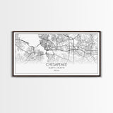 Chesapeake Street Map, Virginia Map, Map Print, Modern Art, Wall Art, Canvas Art, Gift For Friend, Teen Bedroom Décor, Rustic Mantle Décor