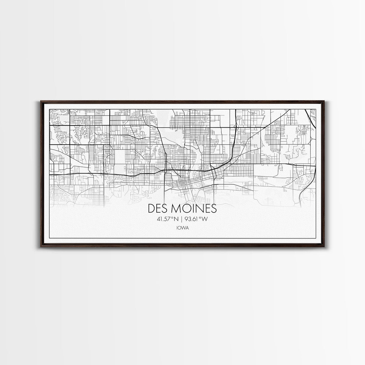 Des Moines Street Map, Iowa Map, Map Print, Minimalist Art, Wall Art, Canvas Art, Girls Bedroom Décor, Dorm Room Décor, Gift For Dad, Office