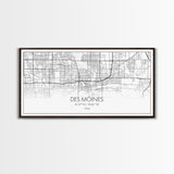 Des Moines Street Map, Iowa Map, Map Print, Minimalist Art, Wall Art, Canvas Art, Girls Bedroom Décor, Dorm Room Décor, Gift For Dad, Office