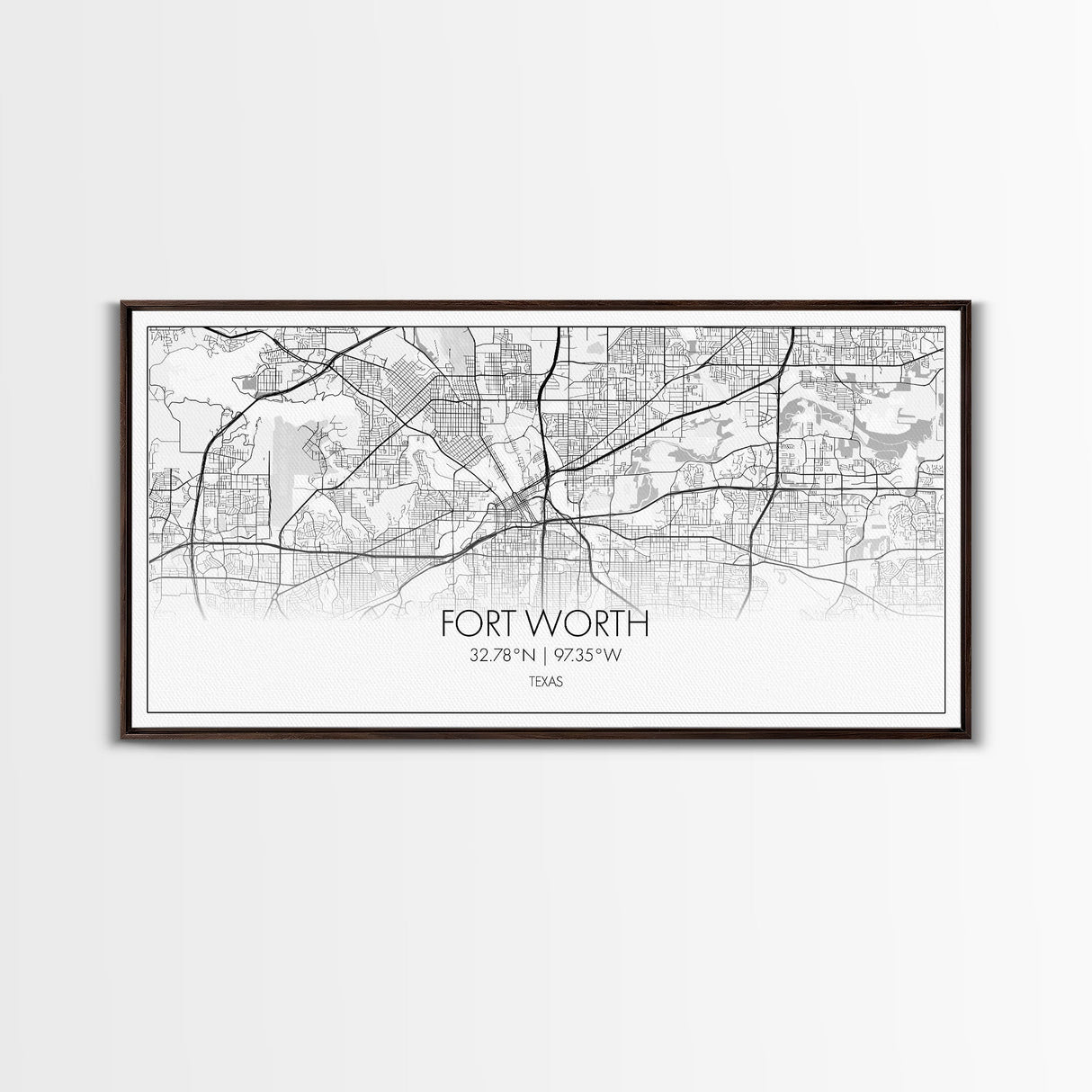 Fort Worth Map, Texas Map, Map Art, Minimalist Art, Wall Art, Canvas Art, Lake House Décor, RV Wall Décor, Birthday Gift, Office Wall Print