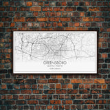 Greensboro City Map, North Carolina Map, Map Art, Minimalist Art, Wall Art, Canvas Art, Cabin Wall Art, Living Room Wall Art, New Home Gift