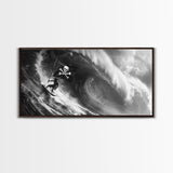 Pirate Surf - Framed Canvas Print - Black & White Photography Style Wall Art - Skull and Cross Bones Wall Art - Manly Decor - Mancave