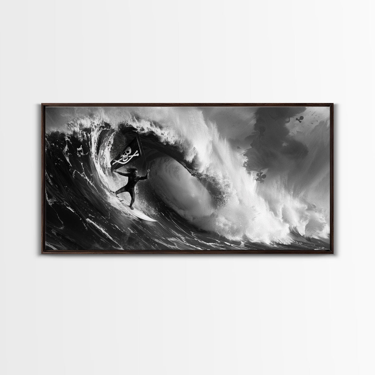 Skull and Crossbones Pirate Surfer - Pirate Surf - Mancave Decor - Office Decor - Pirate Surfer