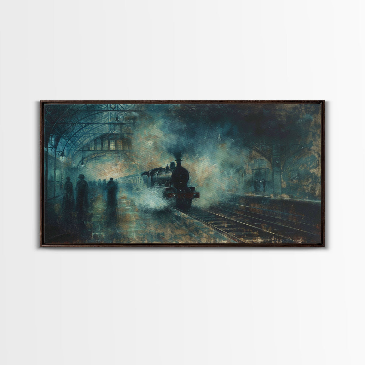 Haunted Railway, Spooky Wall Art, Framed Canvas Print, Unique Halloween Wall Art Gift Idea, Halloween Props