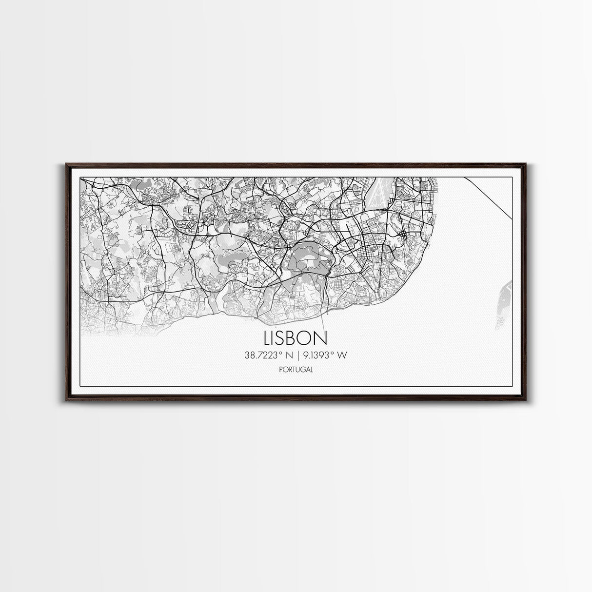 Lisbon City Map, Portugal Map, Map Art, Modern Art, Wall Art, Canvas Art, Travel Wall Décor, Apartment Wall Art, Book Lover Gift, Office Art