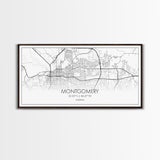 Montgomery City Map, Alabama Map, Map Art, Minimalist Wall Art, Wall Art, Canvas Art, Farmhouse Wall Art, Girlfriend Gift, Teen Room, Office