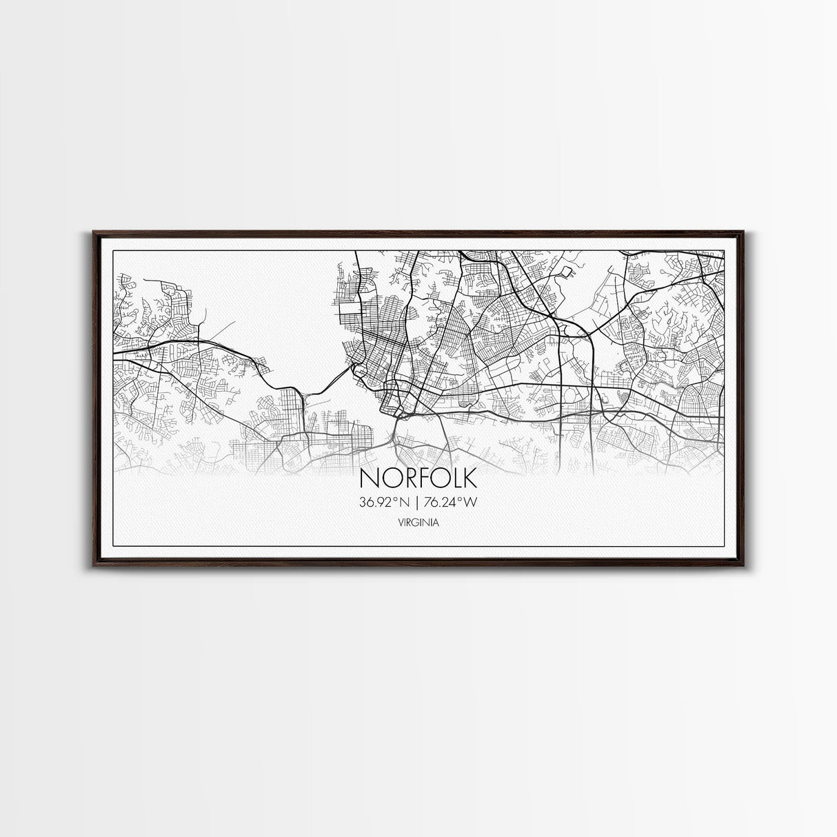 Norfolk City Map, Virginia Art, Map Print, Minimalist Wall Art, Wall Art, Canvas Art, Cabin Wall Art, Southern Wall Décor, Unique Wall Art