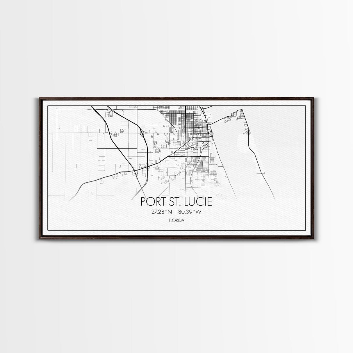Port St Lucie City Map, Florida Art, Map Print, Minimalist Wall Art, Wall Art, Canvas Art, Rustic Wall Art, Birthday Gift, Dorm Room Décor