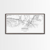 Riverside City Map, California Art, Map Print, Minimalist Wall Art, Wall Art, Canvas Art, Dorm Room Décor, Gift For Husband, Cabin Wall Art