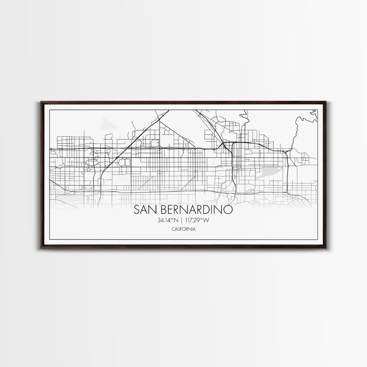 San Bernardino City Map, California Art, Map Print, Minimalist Wall Art, Wall Art, Canvas Art, Business Gift, Dorm Décor, Office Prints