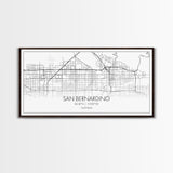 San Bernardino City Map, California Art, Map Print, Minimalist Wall Art, Wall Art, Canvas Art, Business Gift, Dorm Décor, Office Prints