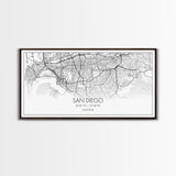 San Diego City Map, California Art, Map Print, Modern Wall Art, Wall Art, Canvas Art, Home Décor Prints, Friendship Gift, Horizontal Art