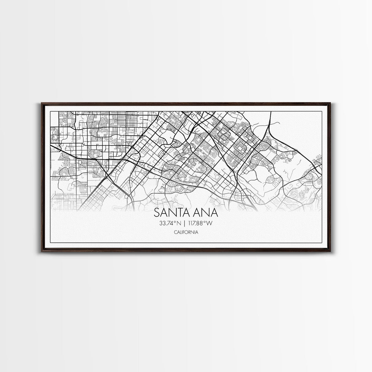 Santa Ana City Map, California Art, Map Print, Modern Wall Art, Wall Art, Canvas Art, House Wall Art, Over Bed Wall Décor, Gift For The Home