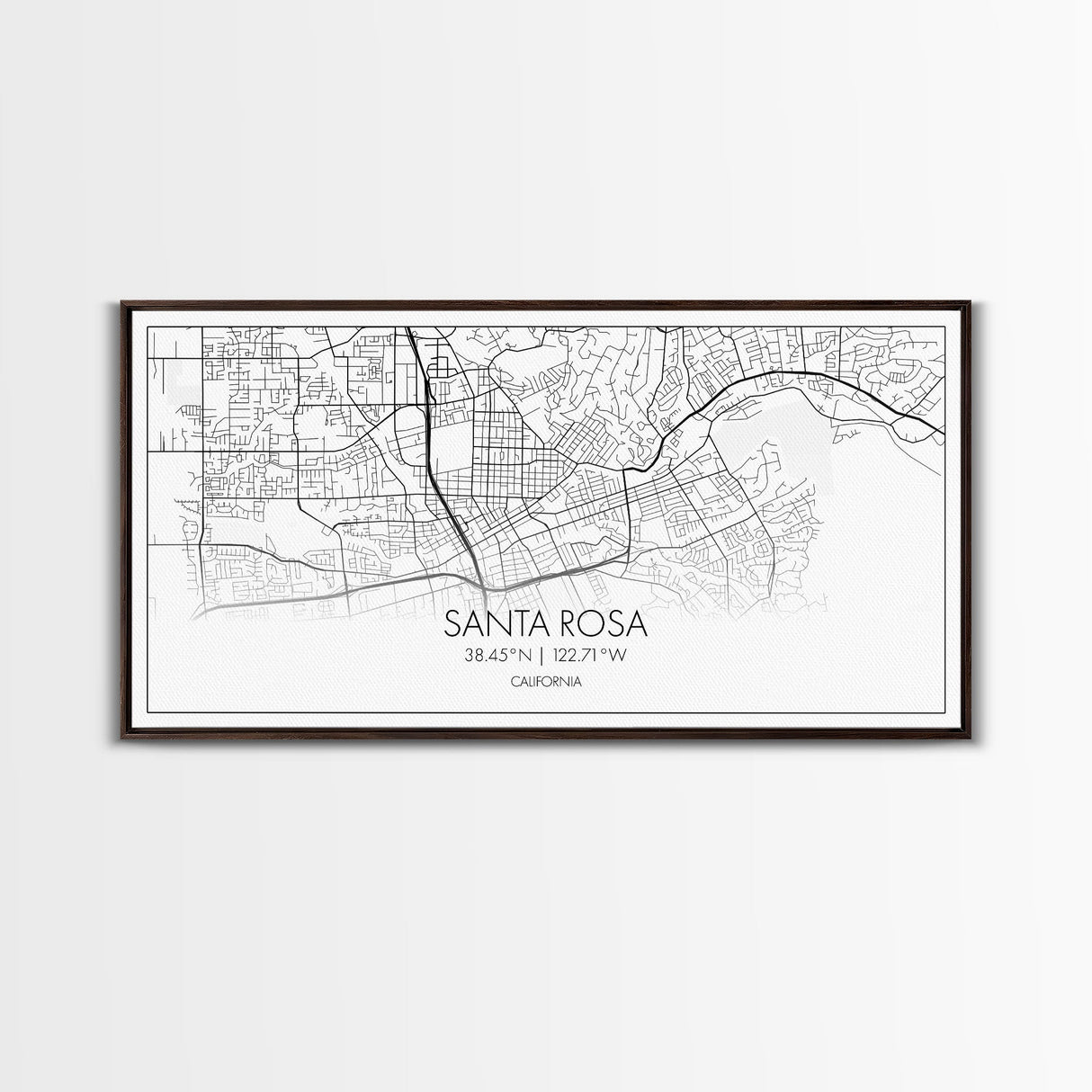 Santa Rosa City Map, California Art, Map Print, Modern Wall Art, Wall Art, Canvas Art, Modern House Art, Bedroom Prints, Nerdy Home Décor