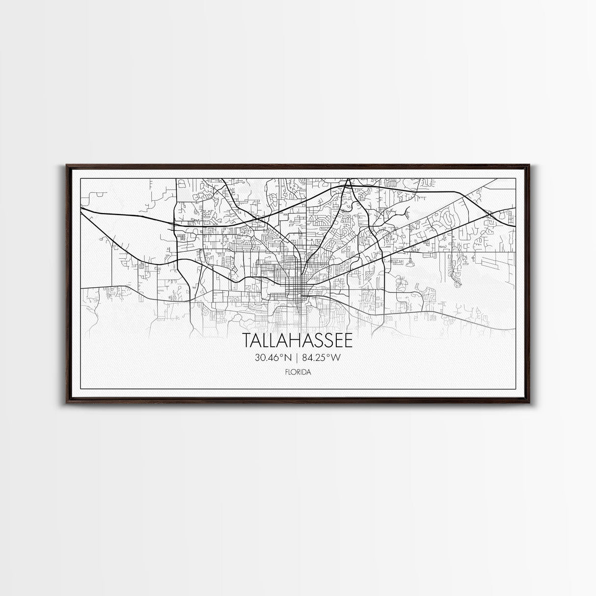 Tallahassee City Map, Florida Art, Map Print, Modern Wall Art, Wall Art, Canvas Art, Teen Boy Wall Art, Going Away Gift, Office Wall Décor