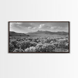 Mountain Range with Rolling Hills and Sagebrush, Framed Canvas Print Farmhouse Living Room Wall Art, Rustic Home Decor, Scenic Landscape Art
