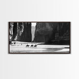 Cowboys Riding in Dusty Canyon, Striking Wall Art for Living Room or Bedroom, Framed Canvas Print, Home Decoration