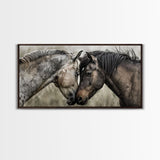 Heartfelt Connection of Two Horses, Ideal for Living Room Art, Framed Canvas Print, Bedroom Decor, Home Decoration, Animal Lover Gift