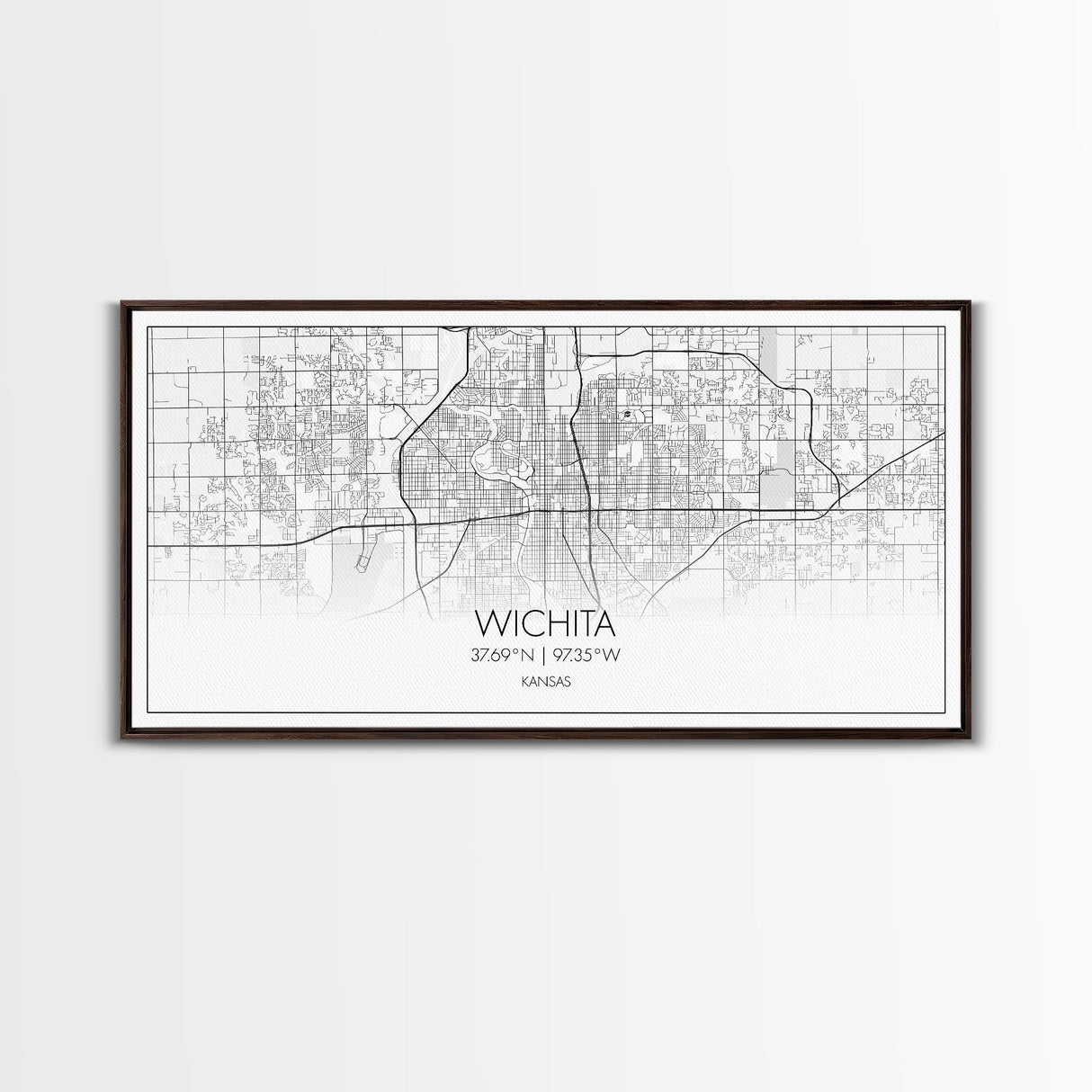 Wichita City Map, Kansas Art, Map Print, Modern Wall Art, Wall Art, Canvas Art, Best Friend Gifts, College Dorm Décor, Modern House Art