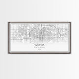 Wichita City Map, Kansas Art, Map Print, Modern Wall Art, Wall Art, Canvas Art, Best Friend Gifts, College Dorm Décor, Modern House Art