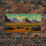 Pueblo Style Art, Painting Of the Arizona Desert, Wall Decor, Ready To Hang Framed Canvas Print, Oversize Wall Art