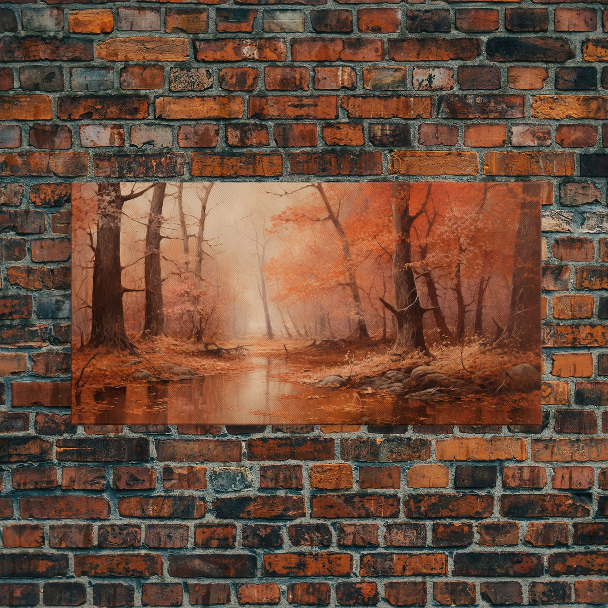Orange Leaves In The Fall, Framed Canvas Print, Seasonal Decor, Fall Seasonal Art, Clearance Fall Decorations, Fall Wall Decor, Fall Decor