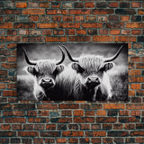 Highland Cow, Highland Cow Print, Canvas, Living Room Wall Art, Farmhouse Decor, Framed Canvas Print