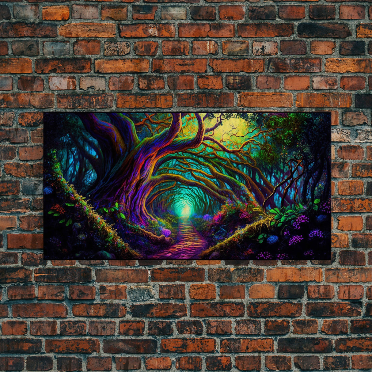 Fantasy wall art, canvas print, magical forest, fantasy landscape art, ready to hang wall art, magical glowing forest fantasy art