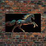 Steampunk Horse Automaton, Pop Art, Framed Canvas Print, Unique Wall Art, Living Room Decor, Huge Oversize Retro Style Art