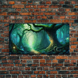 Beautiful magical fairy forest, Framed canvas print, Fantasy forest wall art Enchanted forest, Fantasy Home Decor