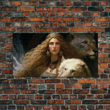 Lady Freya, Nordic / Norse Mythology Art, Framed Canvas Print, Norse Goddess of Love and Fertility