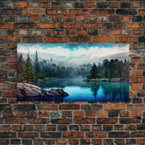 Blue Lake Art | Framed Canvas Print | Blue Lake Painting | Oregon Lake House Decor | Guest Room Landscape Painting | Trillium Lake Painting