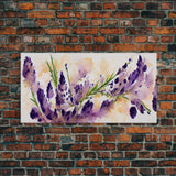 Wild Lavender wall art, canvas print, watercolor painting of lavender flowers, Botanical art, farmhouse decor