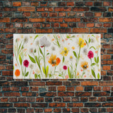 Botanical wall art, spring flowers, canvas print, dorm art for girls