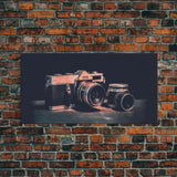Film Camera Wall Decor, Camera Wall Art, Retro Wall Art, Photography Art, Panoramic Wall Decor, Canvas Print, Wall Art, Framed Canvas Art