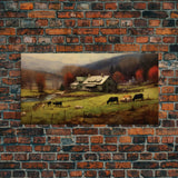 Farm Wall Decor, Country Wall Decor, Farm Animals Wall Decor, Fall Wall Art, Panoramic Wall Decor, Canvas Print, Wall Art, Framed Canvas Art