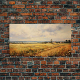 Wheat Field Print, Countryside Wall Art, Wildflowers Art, Panoramic Art, Wall Art, Canvas Art, Landscape Art, Landscape Print, Country Decor
