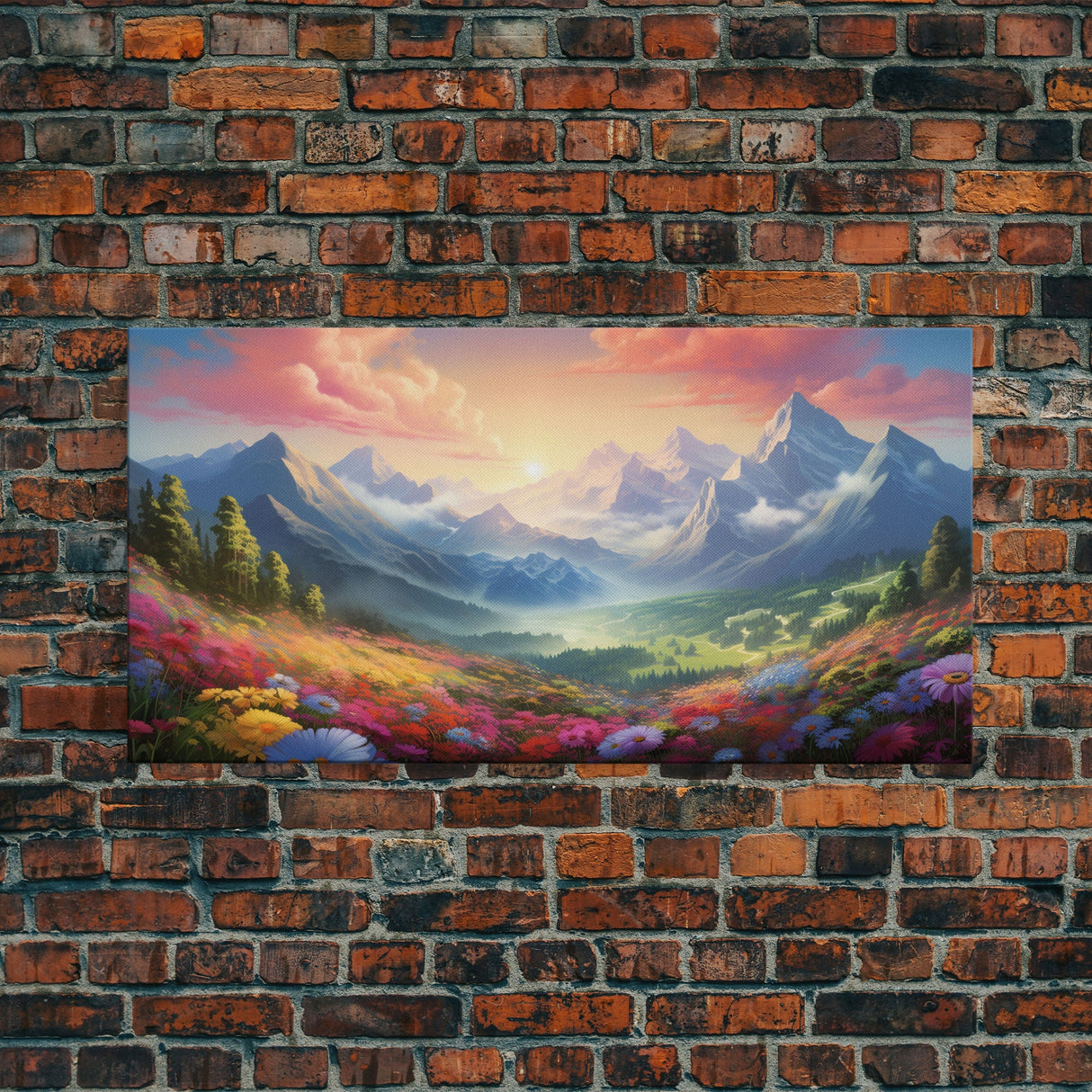 Mountain Painting Canvas Print, Colorful Art, Mountain Art, Landscape Painting, Mountain Wall Art, Nature Painting, Mountain Art Print