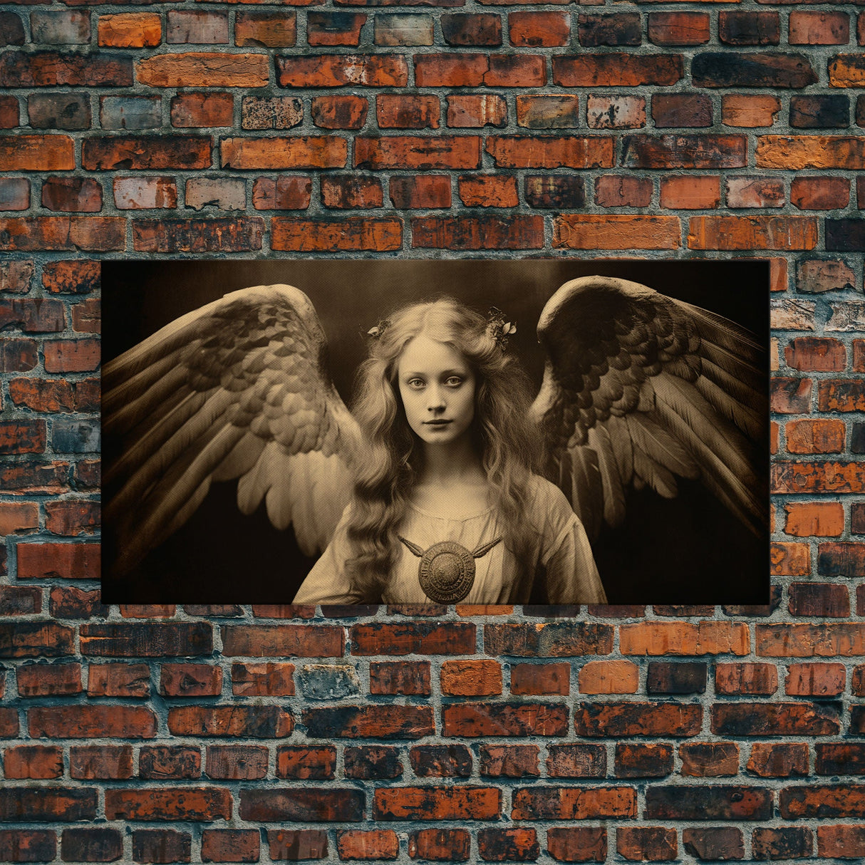 Tintype Photo Of An Angel, Angel Art, Angel Painting, Framed Canvas Print, Guardian Angel, Angel Art Print, Angel Wings, Religious Art