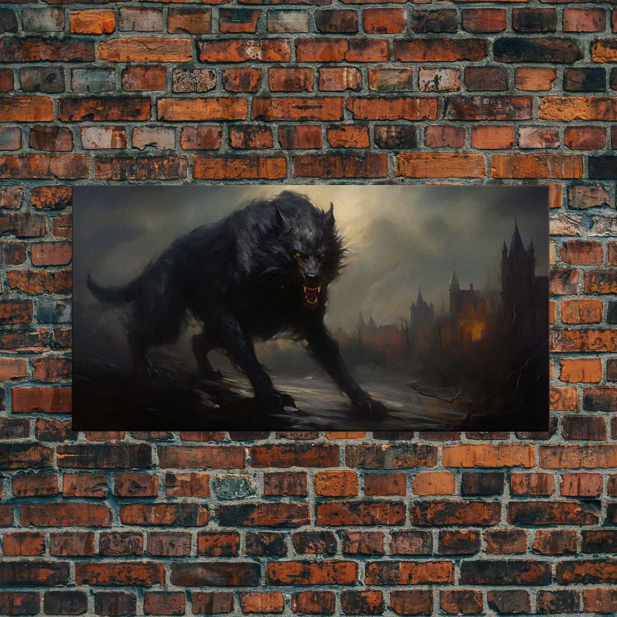 The Werewolf, Halloween Art Print, Framed Canvas Art, Halloween Poster Print, Victorian Dark Academia Oil Painting