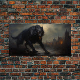 The Werewolf, Halloween Art Print, Framed Canvas Art, Halloween Poster Print, Victorian Dark Academia Oil Painting