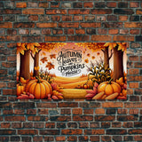 Autumn Leaves and Pumpkins Please! Modern Farmhouse Wall Decor, Dining Room Wall Sign Kitchen Decor Large Framed Canvas Print, Fall Wall Art