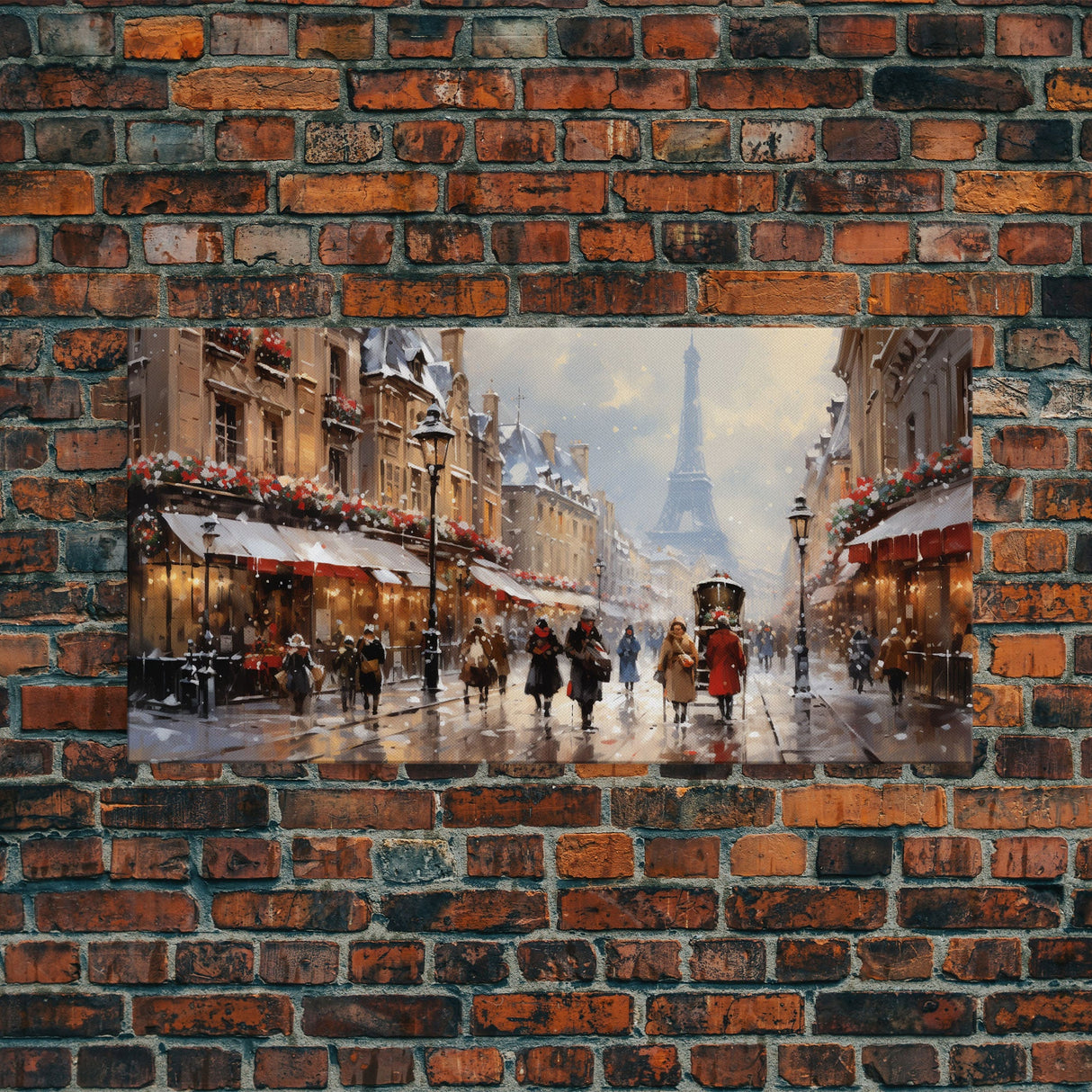 Winter Wonderland - Paris In The  Snow at Christmas Time - Framed Canvas Print - Christmas Decor