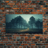 Gloomy Spooky Forest, ready to hang canvas print wall art, Lakehouse Cabin Wall Decor