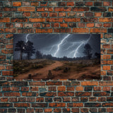 Gloomy Haunted Graveyard At Night, Lightning Storm, Halloween Cemetery Art, ready to hang canvas print wall art