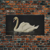 The Black Swan, Vintage Framed Canvas Art, Framed Vintage Print, Vintage Painting, Black Swan Art, Girls Room or Nursery print