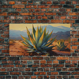Southwestern Wall Art, Agave Desert Canvas Ready to Hang Large Print, Oil Painting, Landscape Wall Art, Desert Decor