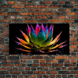 Rainbow Agave With Dew Drops, Modern Art, Framed Canvas Print,  Surreal Art, Southwestern Decor, Farmhouse Art, Desert Themed Art