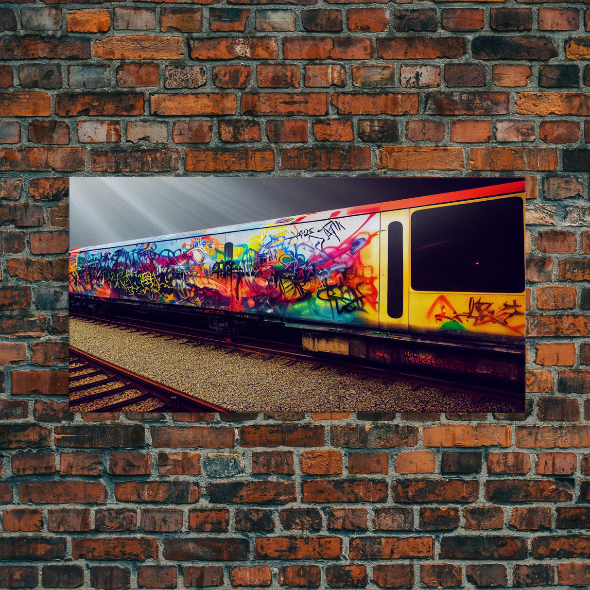 Train car graffiti wall decor, train box car, ready to hang canvas print wall art, graffiti art