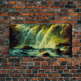 High Fantasy Wall Art, Secret Waterfall, ready to hang canvas print, framed art